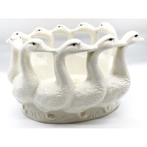 Vintage Holland Mold Circle/Gaggle of Geese Farm Figural Bowl Planter MCM